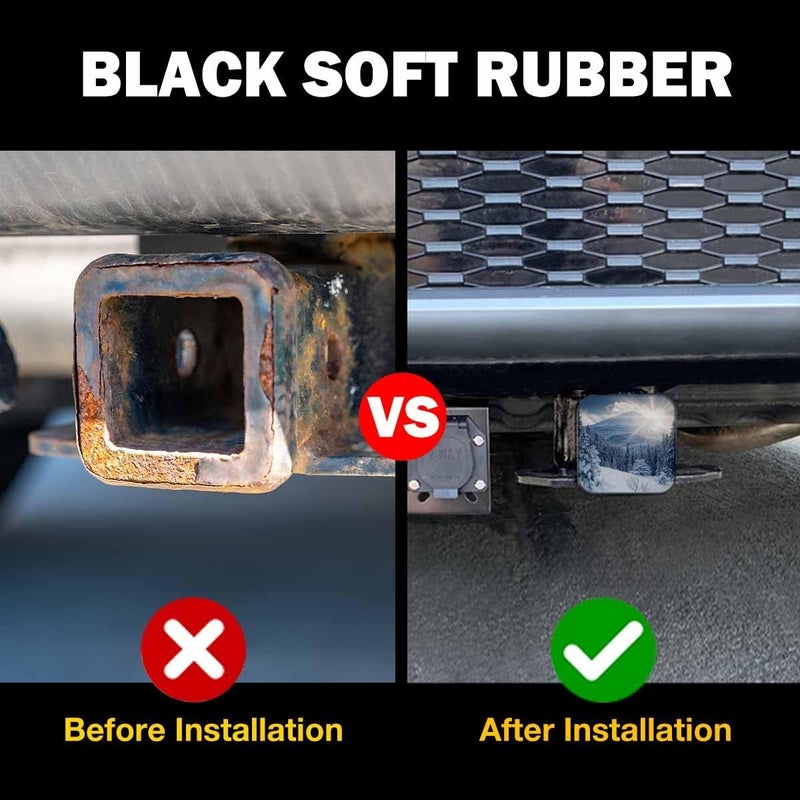 Beabes Winter Forest Hitch Cover Nature Sunshine Snow Fir Trees Mountain Landscape Rubber Trailer Hitch Cover Receiver Tube Covers Plug Cap Fits 2 Inch Receivers for Pickups Trucks SUVs Cars - Image 5